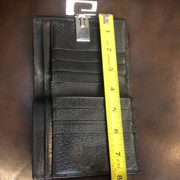 W GUCCI Black Lambskin Bifold Wallet with Silver G  Clasp Vintage - Picture 17 of 17